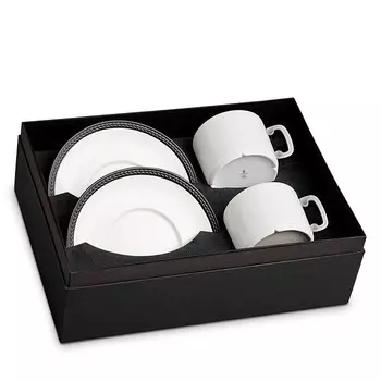 L'Objet Soie Tresse Сервиз для черного чая с блюдцем на двоих, черный