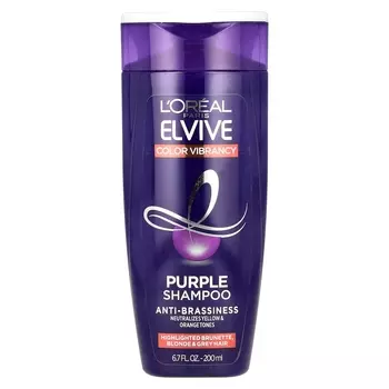 L'Oral Elvive Color Vibrancy Purple Шампунь для мелированных светлых и седых волос брюнеток, 6,7 жидких унций (200 мл)