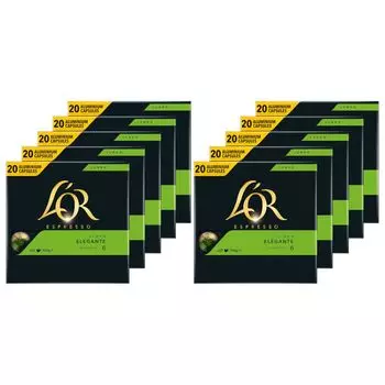 L'Oreal Capsules Lungo Elegante 6 Совместимость с Nespresso*, 10 x 20 кофейных капсул