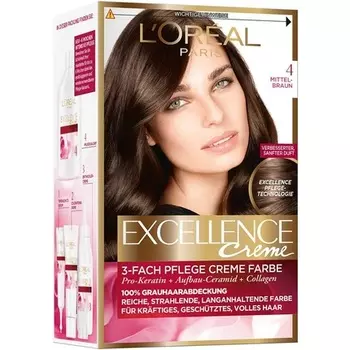 L'Oreal Excellence Creme 4 Средне-коричневая краска для волос 172 мл