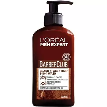 L'Oreal Men Expert Barber Club 3-в-1 гель для умывания для бороды, волос и лица, 200 мл, L'Oreal