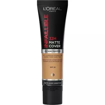 L'Oreal Paris Infallible 32H Matte Cover Liquid Foundation с 4% ниацинамида и SPF 25, 30 мл, оттенок 310 L'Oral