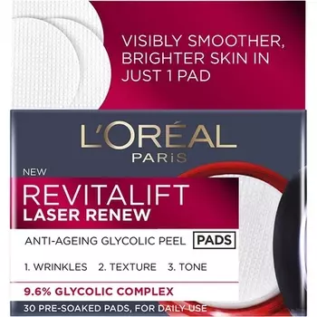 L'Oreal Paris Revitalift Laser Renew Антивозрастные подушечки для пилинга с гликолевой кислотой 30, L'Oreal