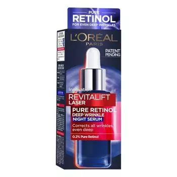 L'Oreal Revitalift Laser Чистый ретинол Ночная сыворотка для лица от глубоких морщин L'oreal Paris, 30 мл
