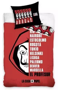 La Casa de Papel - Комплект постельного белья House of Money - двусторонний мотив 135х200см + 80х80см PHU CARBOTEX