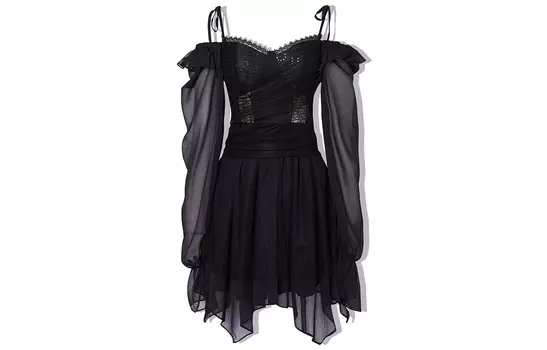 LA CRAWFISH Женское платье с длинными рукавами, Черный