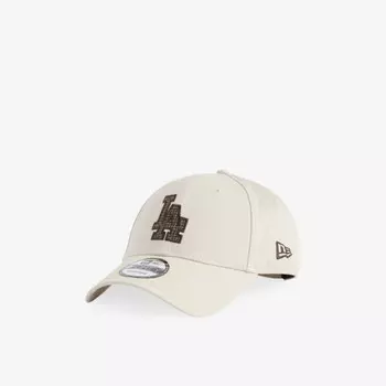 La dodgers check-infill 9forty регулируемая хлопковая кепка New Era, бежевый