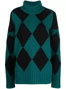 La DoubleJ джемпер с высоким воротником и узором аргайл, зеленый