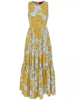 La DoubleJ многослойное платье макси с цветочным принтом, желтый