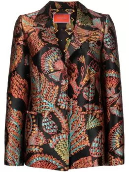 La DoubleJ однобортный блейзер с графичным принтом, черный