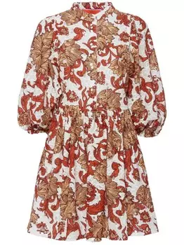 La DoubleJ платье из поплина с растительным принтом, красный