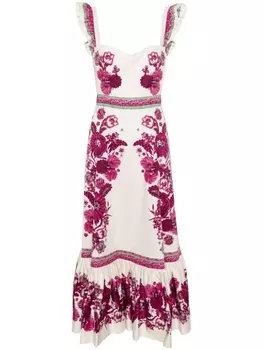 La DoubleJ платье макси Gingerbread с цветочным принтом, нейтральный цвет