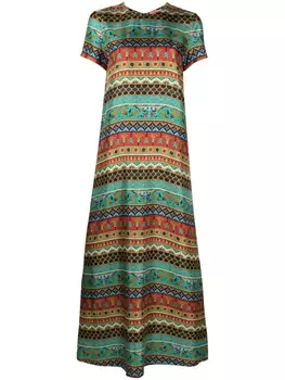 La DoubleJ платье макси Swing с принтом, синий