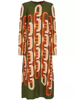 La DoubleJ платье миди Swing с принтом, зеленый