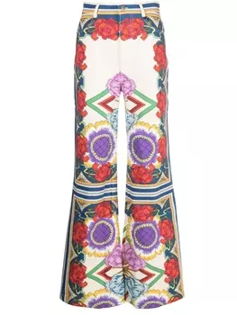 La DoubleJ расклешенные джинсы с принтом, нейтральный цвет