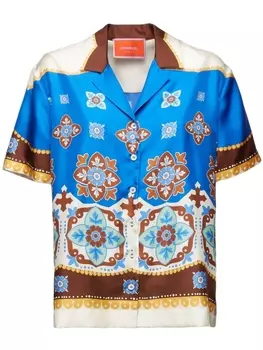 La DoubleJ рубашка Cortile с короткими рукавами и принтом, синий