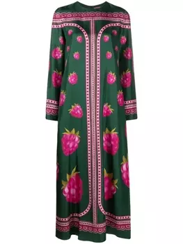 La DoubleJ шелковое платье макси с графичным принтом, зеленый