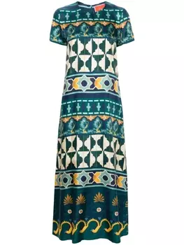 La DoubleJ шелковое платье с геометричным принтом, зеленый