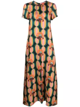 La DoubleJ шелковое платье с графичным принтом, синий