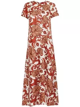 La DoubleJ шелковое платье Swing с принтом, белый