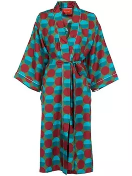 La DoubleJ шелковый халат с геометричным принтом, зеленый