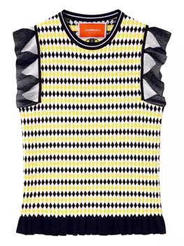 La DoubleJ топ Checkers с короткими рукавами и оборками, желтый