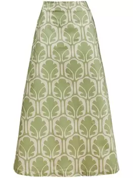 La DoubleJ юбка миди А-силуэта с принтом, зеленый