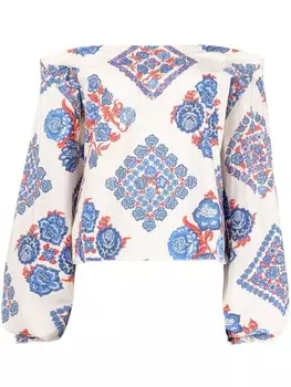 La DoubleJ укороченный топ с принтом Boho, белый