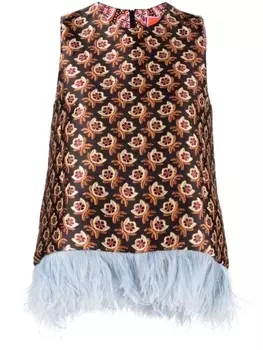 La DoubleJ жаккардовый топ La Scala с перьями, черный