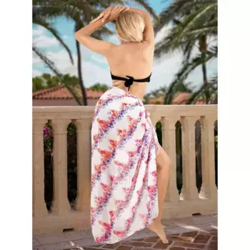 LA LEELA женские бикини накидки отпуск длинные купальники пляжная одежда саронг пляжные накидки купальные костюмы накидки один размер полосы красные