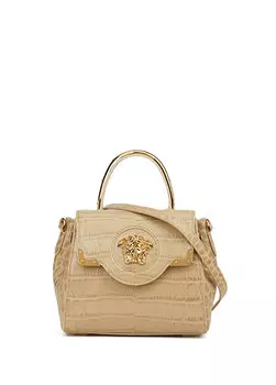 La medusa маленькая бежевая женская кожаная сумка через плечо Versace