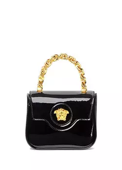 La medusa mini черная женская кожаная сумка через плечо Versace
