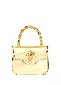 La medusa mini золотая женская кожаная сумка через плечо Versace