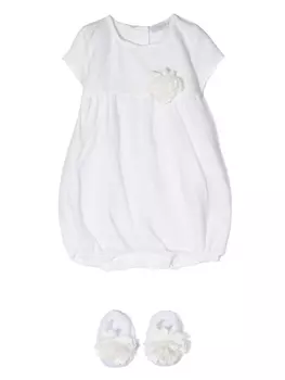 La Perla платье с короткими рукавами и цветочной аппликацией, белый