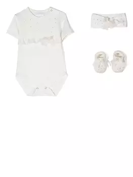 La Perla ромпер с короткими рукавами и оборками, белый