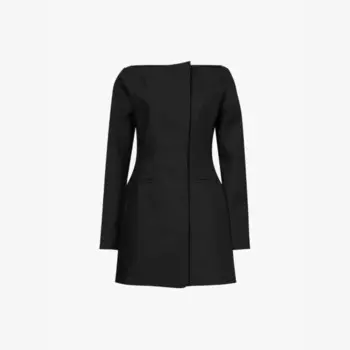 La robe spalla мини-платье с вырезом-лодочкой из шерстяной ткани Jacquemus, черный