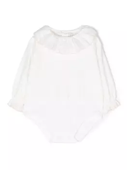 La Stupenderia боди с оборками и узором в горох, белый