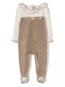 La Stupenderia боди с оборками на воротнике, нейтральный цвет