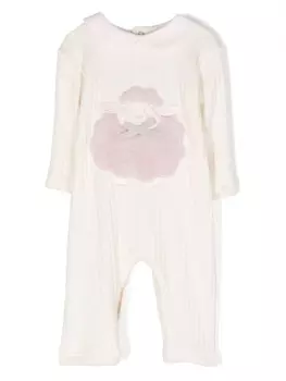 La Stupenderia комбинезон с вышивкой и отделкой в рубчик, белый