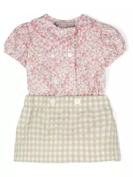 La Stupenderia комплект из клетчатой юбки и топа с цветочным принтом, зеленый