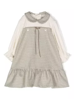 La Stupenderia платье со вставками в клетку, нейтральный цвет