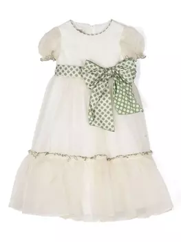 La Stupenderia платье в горох с бантом, нейтральный цвет