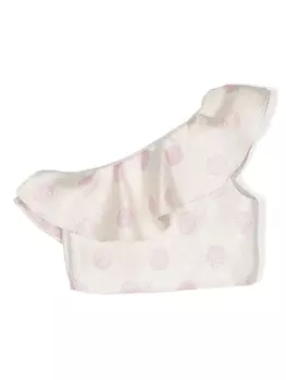 La Stupenderia топ на одно плечо с оборками, нейтральный цвет