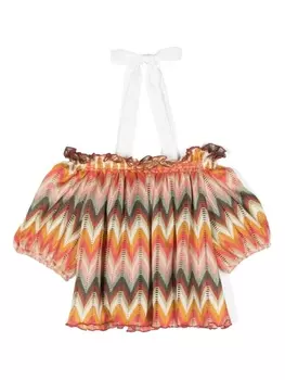 La Stupenderia топ вязки интарсия с узором зигзаг, красный