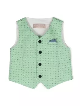 La Stupenderia жилет с V-образным вырезом и вышивкой в горох, зеленый