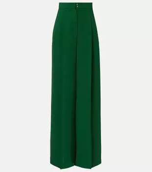 Laccato брюки с высокой талией и расклешенными штанинами из креп-сатина Max Mara, Smeraldo