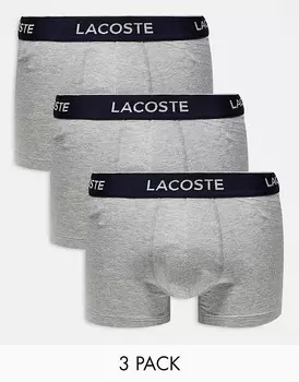 Lacoste Essentials — серые боксеры, набор из 3 шт