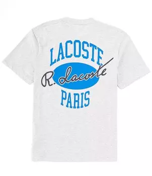 Lacoste Футболка с коротким рукавом и принтом на спине, серый