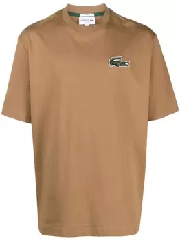 Lacoste футболка с нашивкой-логотипом, коричневый
