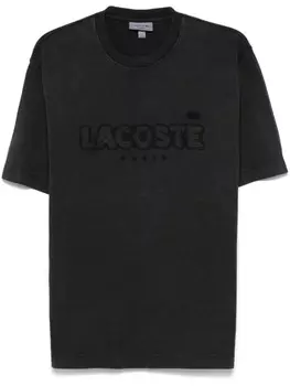 Lacoste футболка с вышитым логотипом, черный